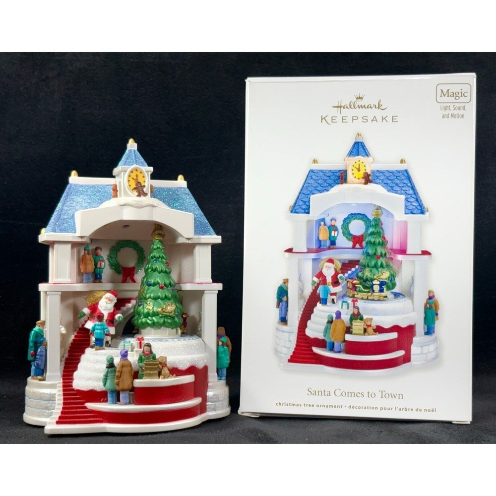 Hallmark 2011 Keepsake Magic Ornament SANTA COMES TO TOWN Light Sound Motion Box